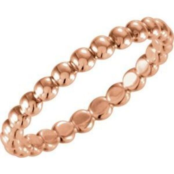 14K Rose Beaded Stackable Ring